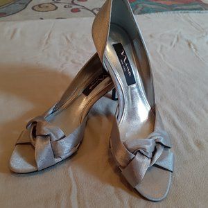 Gray Satin Peep-Toe Evening Shoe by Nina